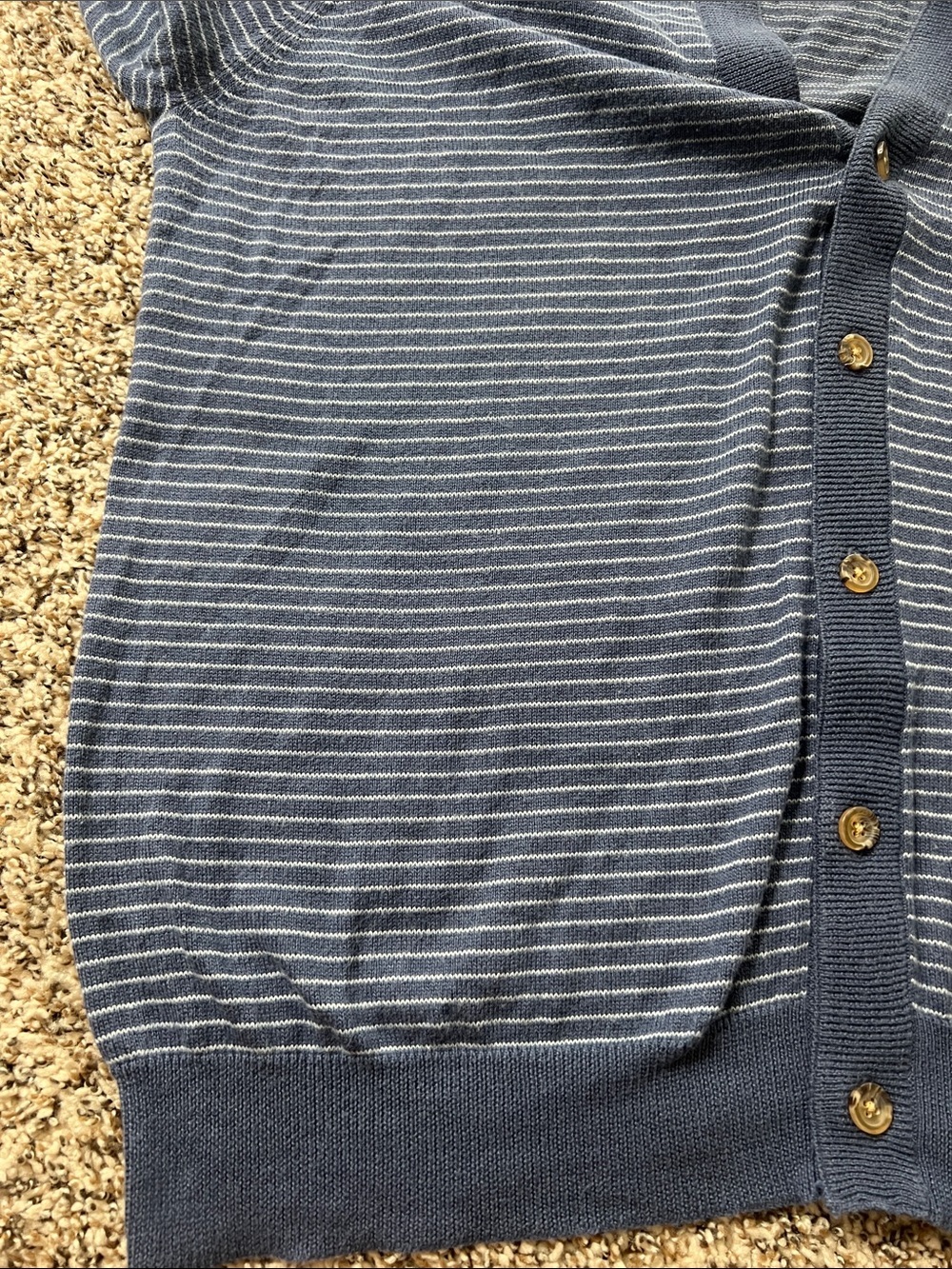 Vineyard Vines Men XL Navy Blue White Striped Cardigan 5 Button Cotton Wool Long - Picture 6 of 7